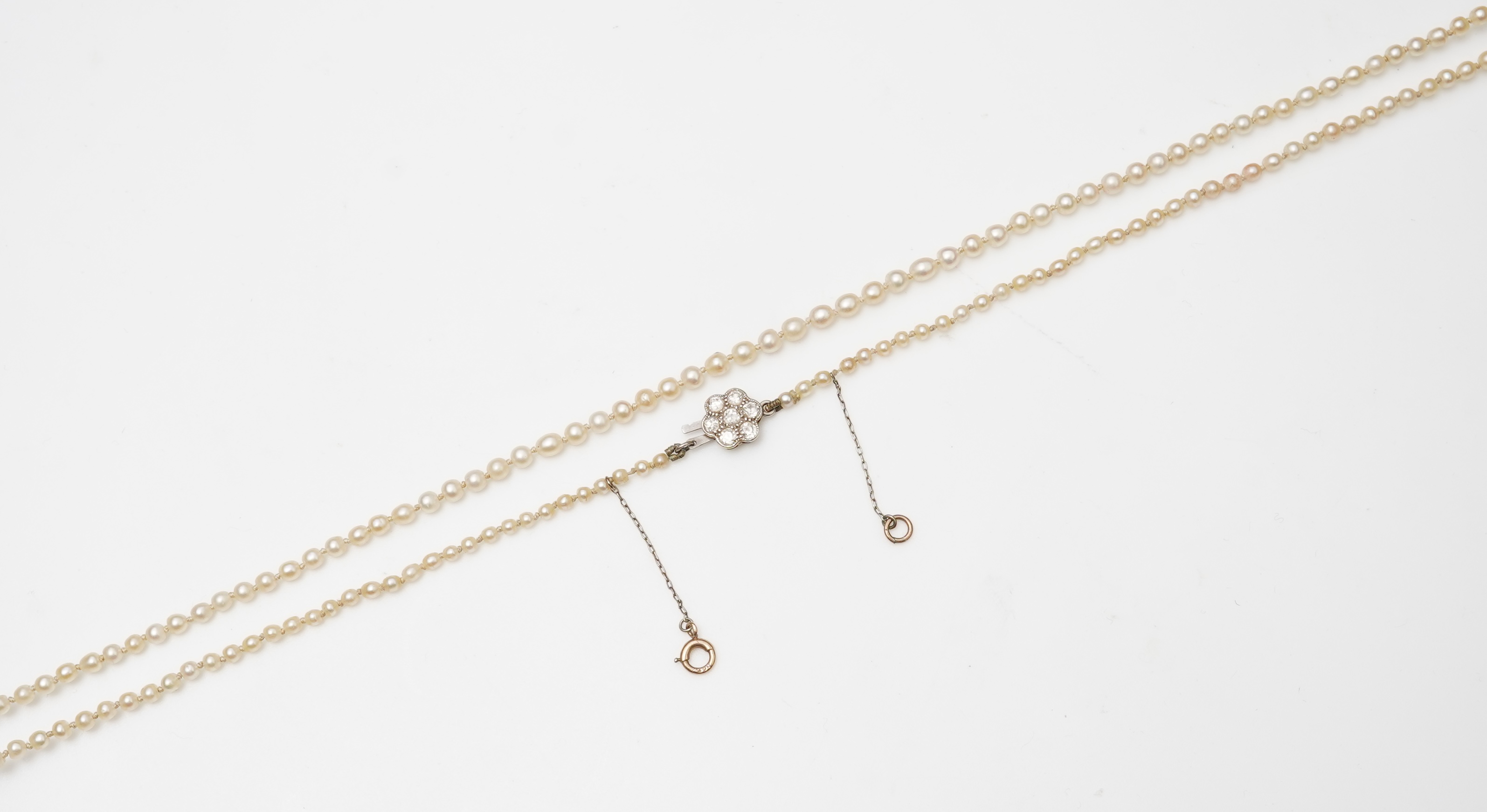 An Edwardian pearl and diamond necklace, early 20th century